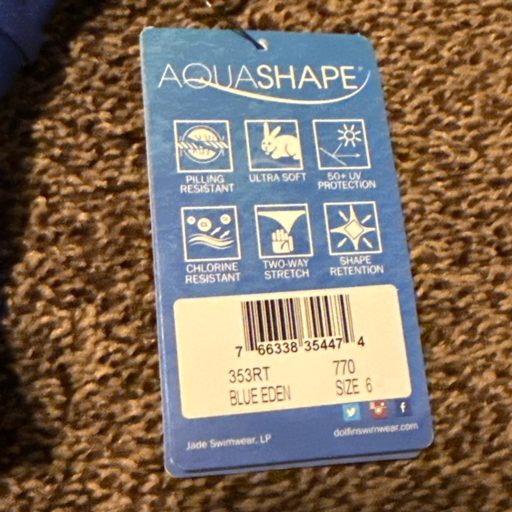 NWT Dolfin Aquashape Removeable Cups Tummy Control Blue Eden Size 6 Swimsuit - Picture 4 of 8